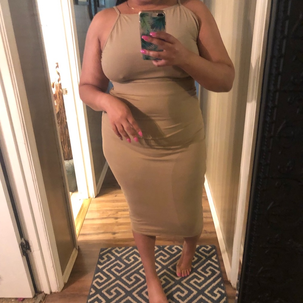High neck midi dress